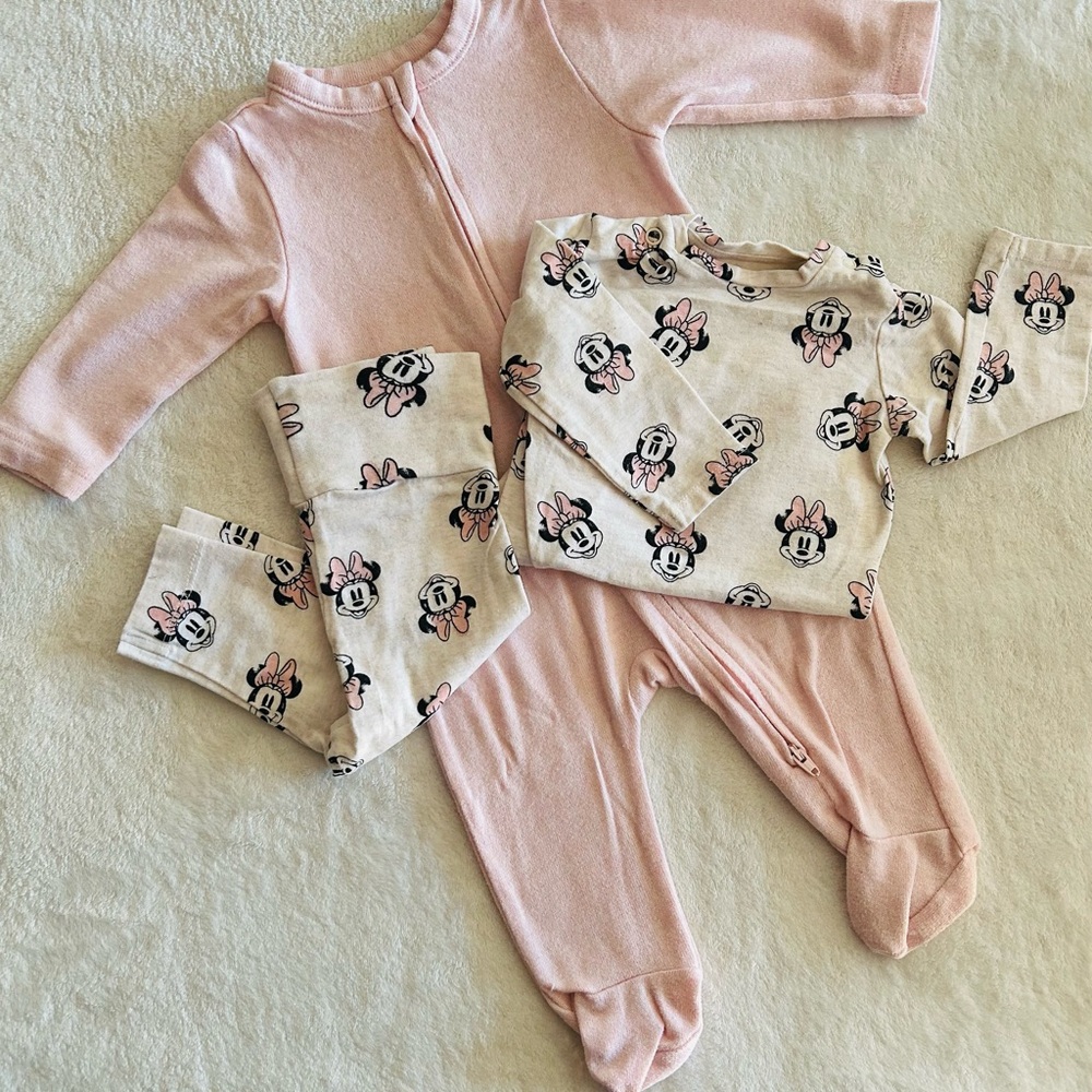 Pink Baby Onesie and Disney Character Set